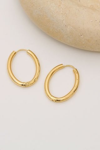 14 Ayar Altın Oval Halka Küpe