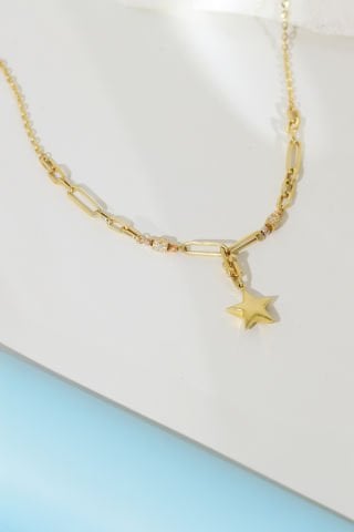 14 Ayar Altın Yıldız Detaylı Ataç Kolye