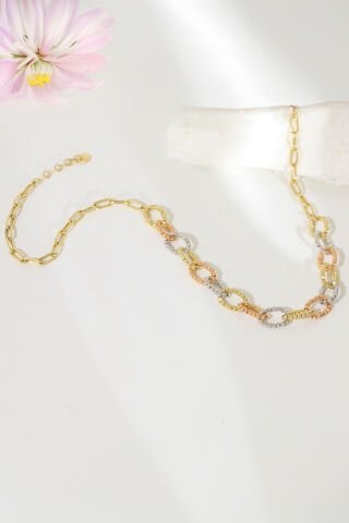 14 Ayar Altın Halkalara Dorika Dizili Kadın Kolye