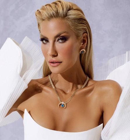 14 Ayar Altın Nazarlık Detaylı Ters Ay Kolye Ucu