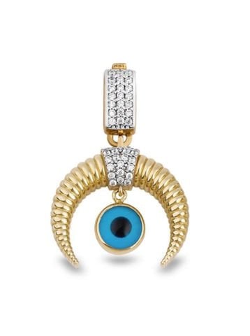 14 Ayar Altın Nazarlık Detaylı Ters Ay Kolye Ucu