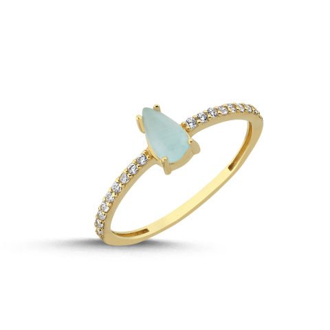 Opal Taşlı Minimalist Altın Yüzük
