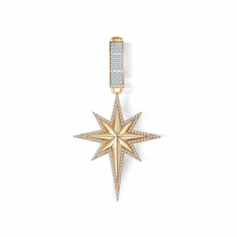 14 Ayar Altın Kuzey Yıldızı Taşlı Charm