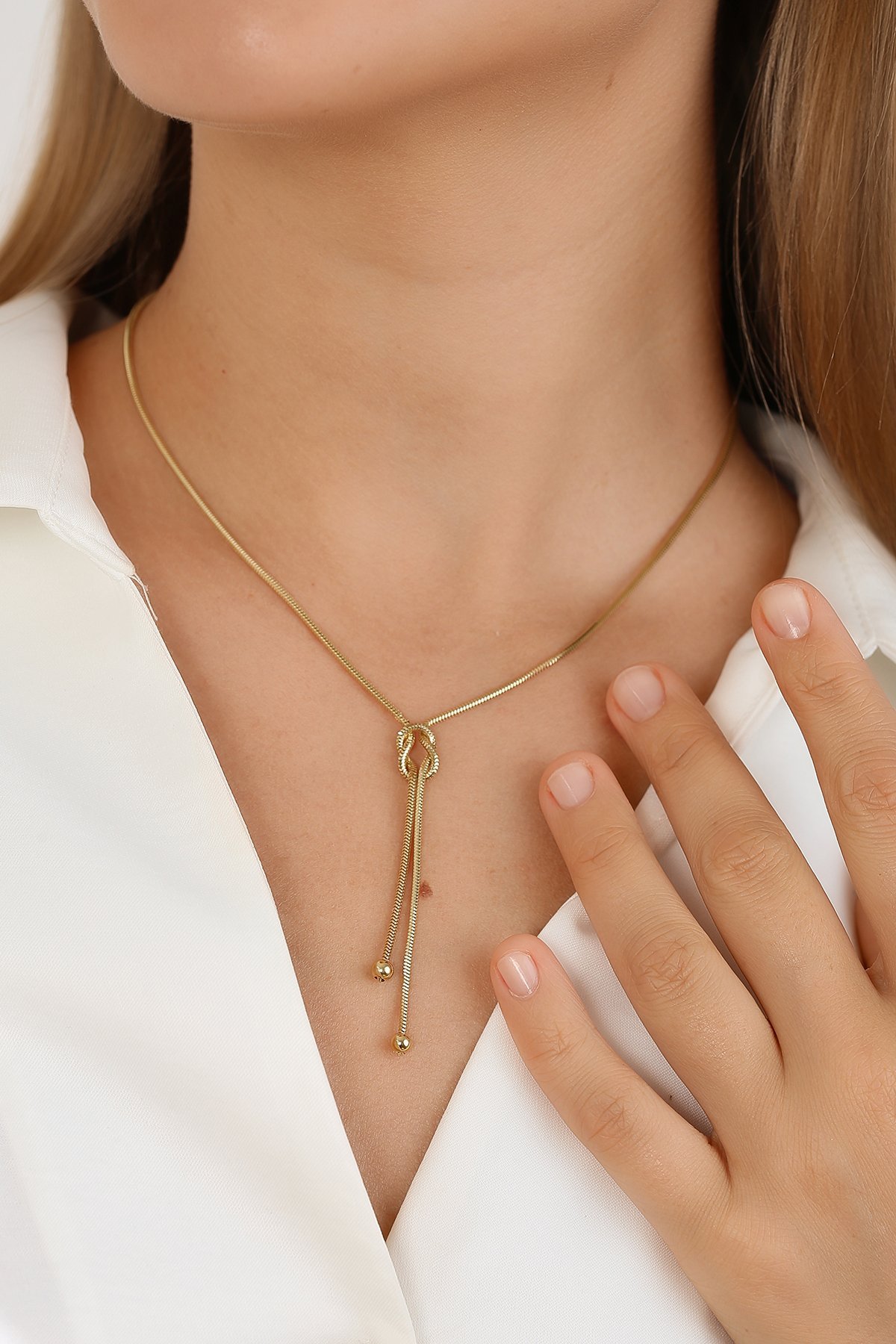 14 Ayar Altın Düğümlü İtalyan Kolye