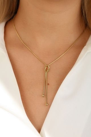 14 Ayar Altın Düğümlü İtalyan Kolye