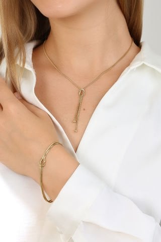 14 Ayar Altın Düğümlü İtalyan Kolye