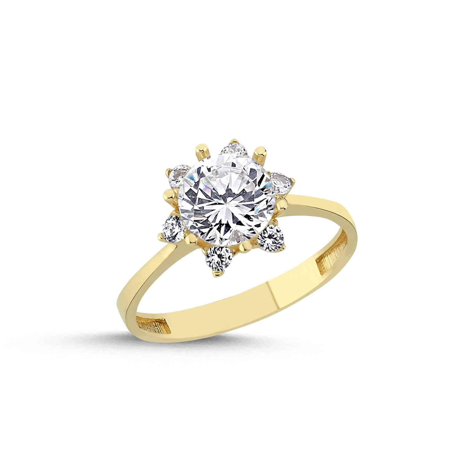 Lotus Pırlanta Modeli Tektaş Altın Yüzük