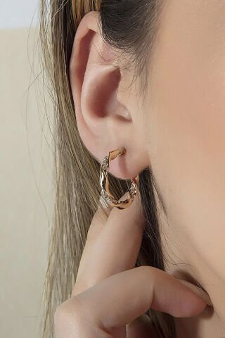 14 Ayar Altın Halka Burgu Küpe