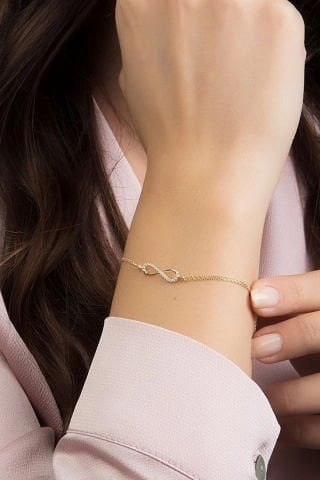 14 Ayar Altın Sonsuzluk Bileklik Yarı Taşlı