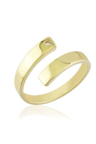 14 Ayar Altın Çatal Yüzük (Tek Taşlı)