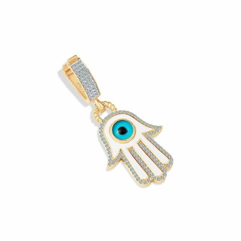 14 Ayar Altın Nazar Boncuklu Fatma Ana Eli Charm