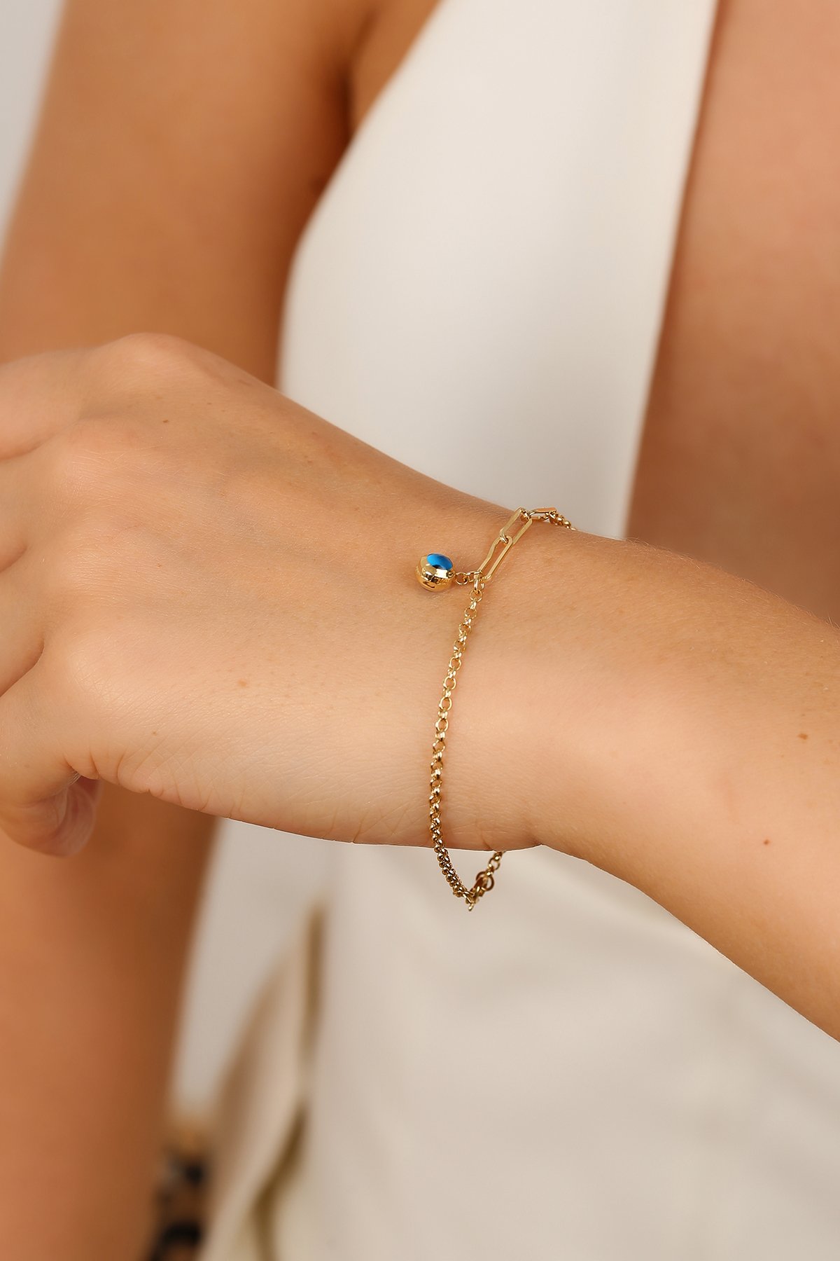 14 Ayar Altın Nazar Boncuklu Bileklik