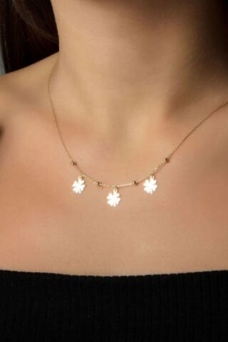 14 Ayar Altın 3'lü Yonca Kolye