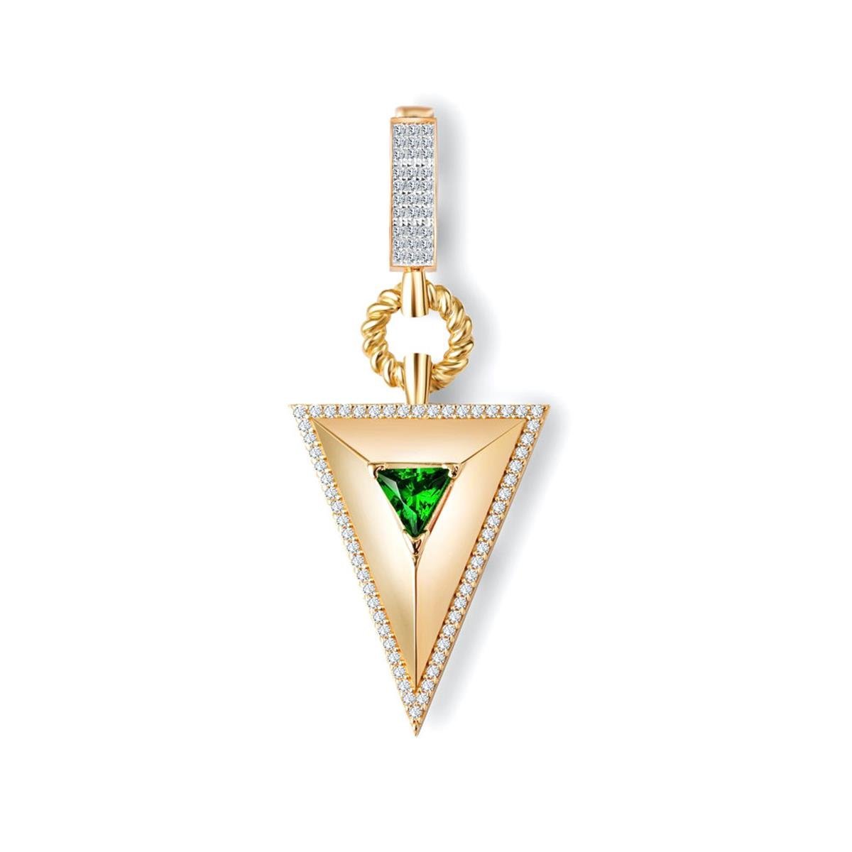 14 Ayar Altın Zümrüt Pramit Kolye Ucu Charm