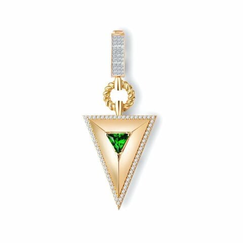 14 Ayar Altın Zümrüt Pramit Kolye Ucu Charm