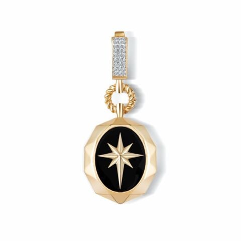 14 Ayar Altın Siyah Mineli Kuzey Yıldızı Kolye Ucu Charm