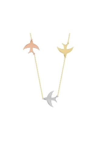 14 Ayar Altın Üçlü Kırlangıç Kolye