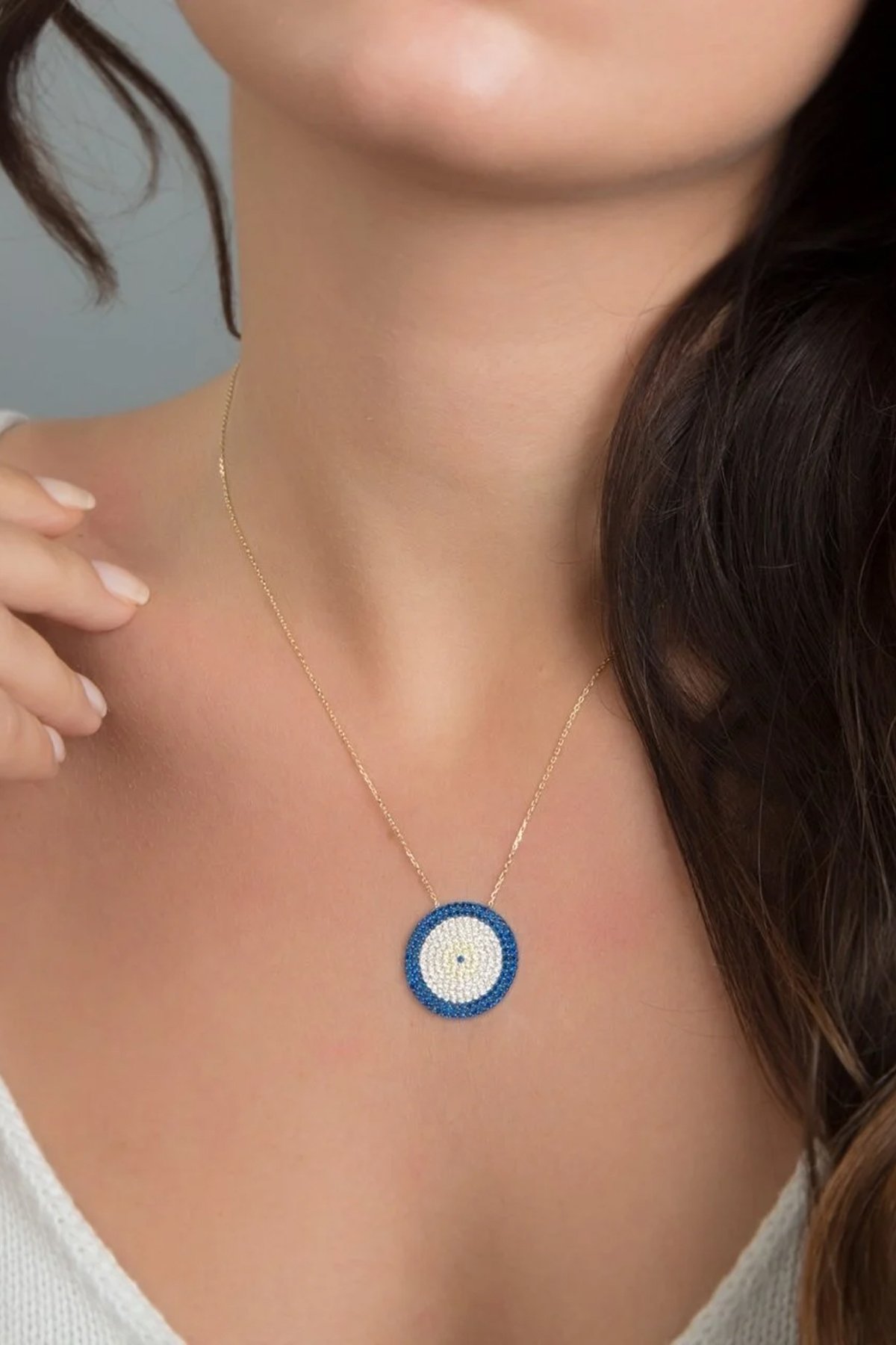 14 Ayar Altın Nazar Boncuğu Kolye