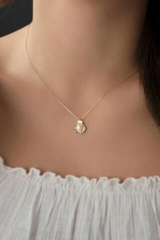 14 Ayar Altın İstiridye Kolye