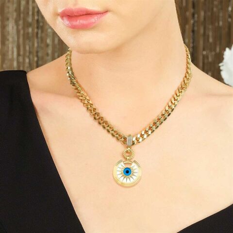 14 Ayar Altın Nazar Boncuklu Yıldız Kolye Ucu Charm