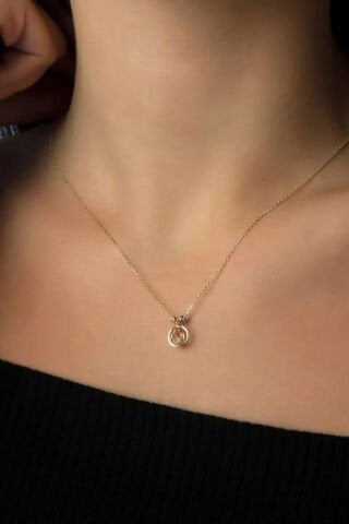 14 Ayar Altın Taşlı Kafes Kolye