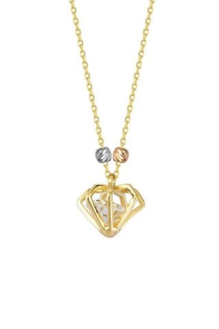 14 Ayar Altın Taşlı Kafes Kolye