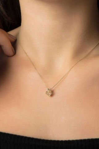 14 Ayar Altın Taşlı Kafes Kolye