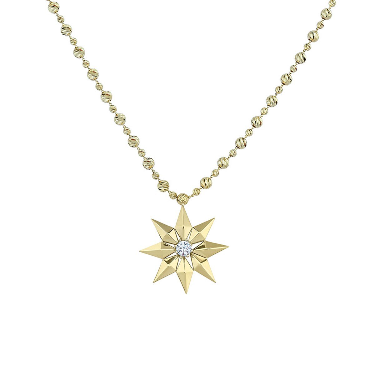 14 Ayar Altın Taşlı Lotus Kolye