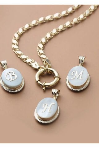 14 Ayar Altın Ay Işığı Harf Kolye Ucu (web'e özel harf varyantlı)