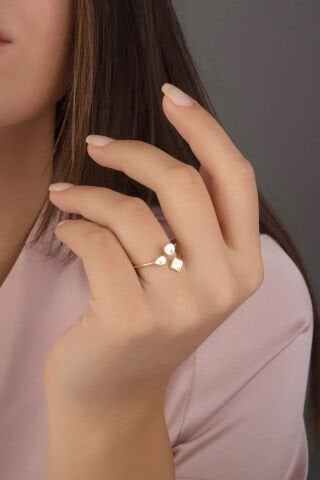 14 Ayar Altın Fantezi Çatal Yüzük