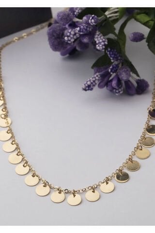 14 Ayar Altın Pullu Kolye