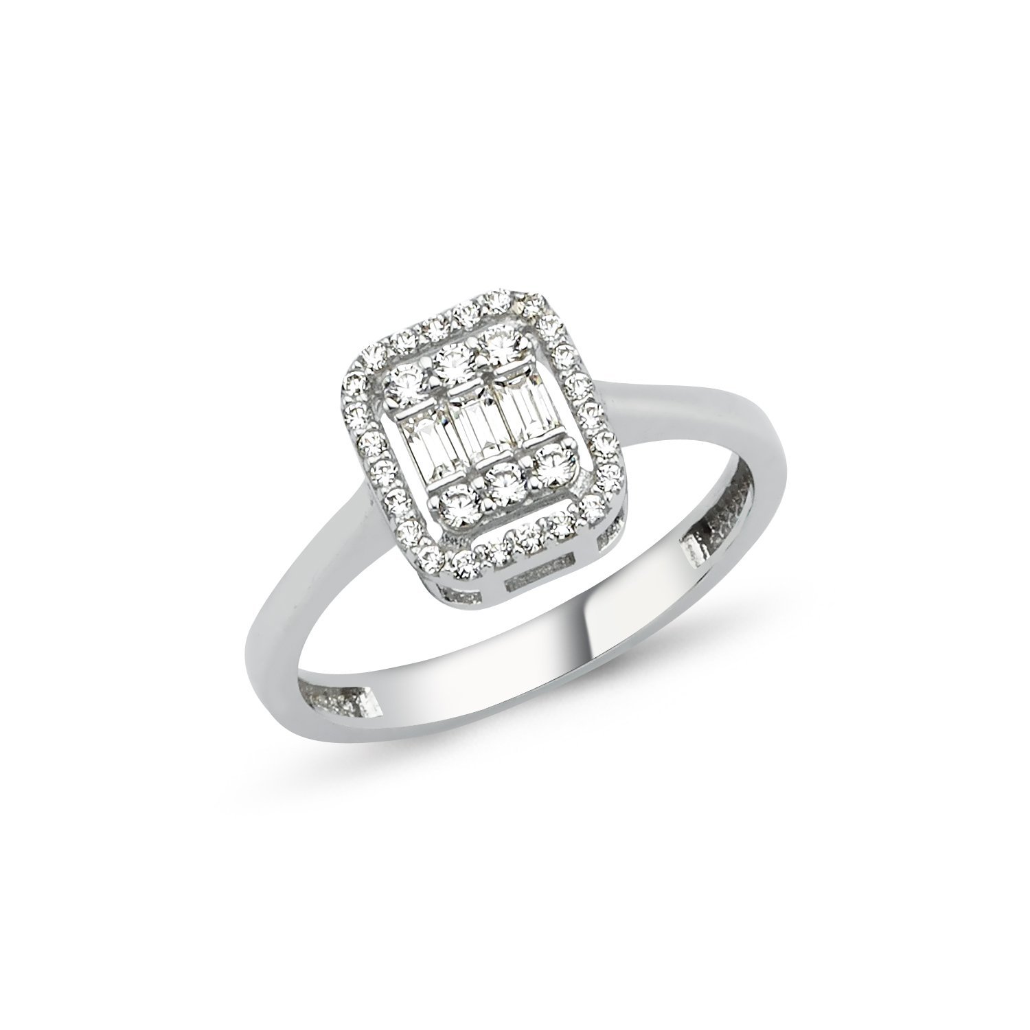 Baget Taşlı Pırlanta Montür Altın Yüzük