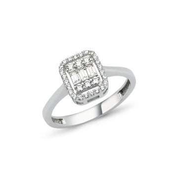 Baget Taşlı Pırlanta Montür Altın Yüzük