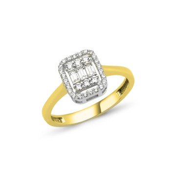 Baget Taşlı Pırlanta Montür Altın Yüzük