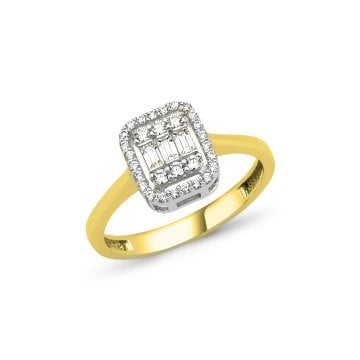 Baget Taşlı Pırlanta Montür Altın Yüzük