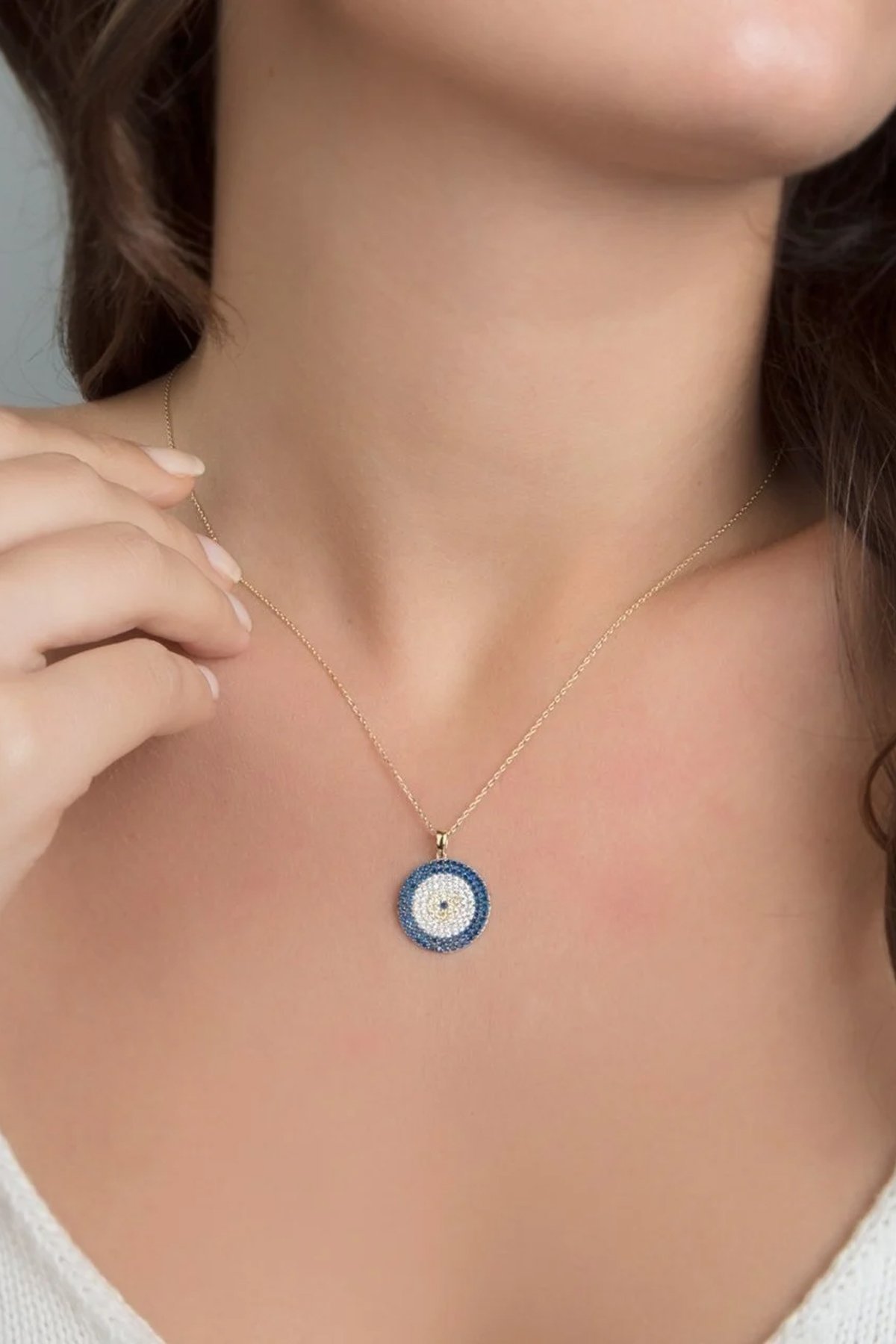 14 Ayar Altın Nazar Boncuğu Kolye