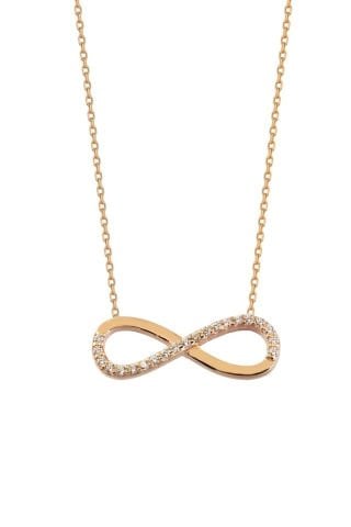 14 Ayar Altın Sonsuzluk Kolye (Yarı Taşlı)