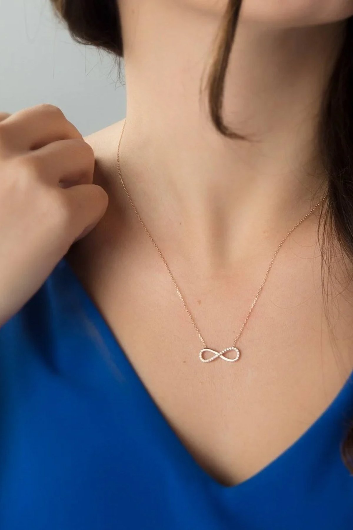 14 Ayar Altın Sonsuzluk Kolye (Yarı Taşlı)