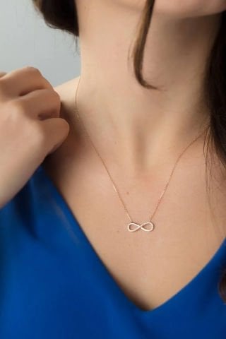 14 Ayar Altın Sonsuzluk Kolye (Yarı Taşlı)