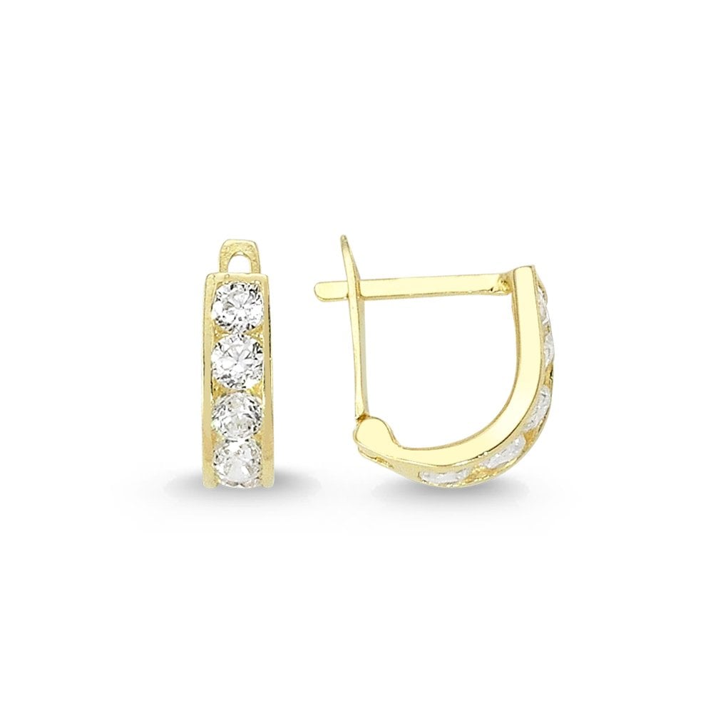 Tamtur Taşlı Altın J Küpe