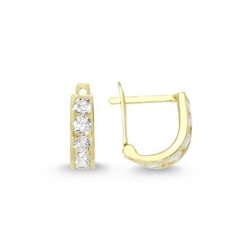 Tamtur Taşlı Altın J Küpe