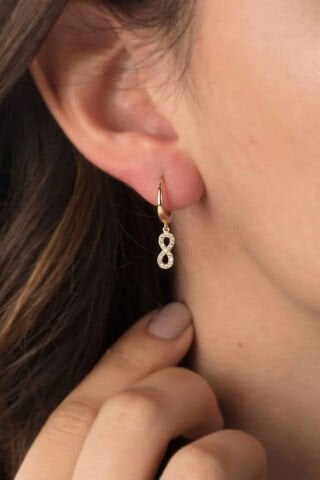 14 Ayar Altın Sallantılı Sonsuzluk Küpe