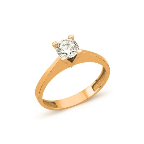 Klasik V Montür Tektaş Altın Yüzük