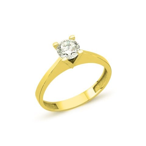 Klasik V Montür Tektaş Altın Yüzük