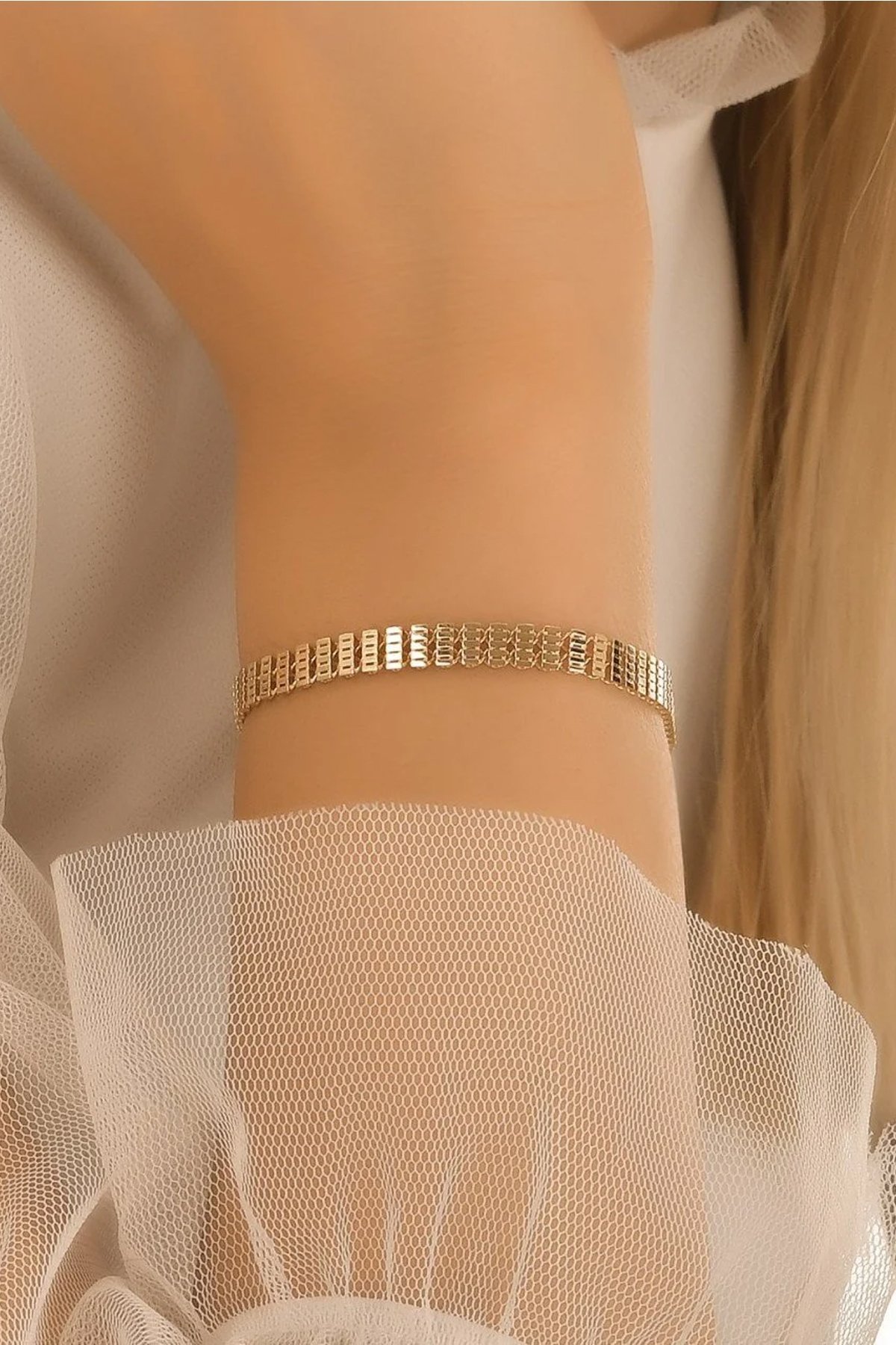 14 Ayar Altın Parlak Fantezi Bileklik