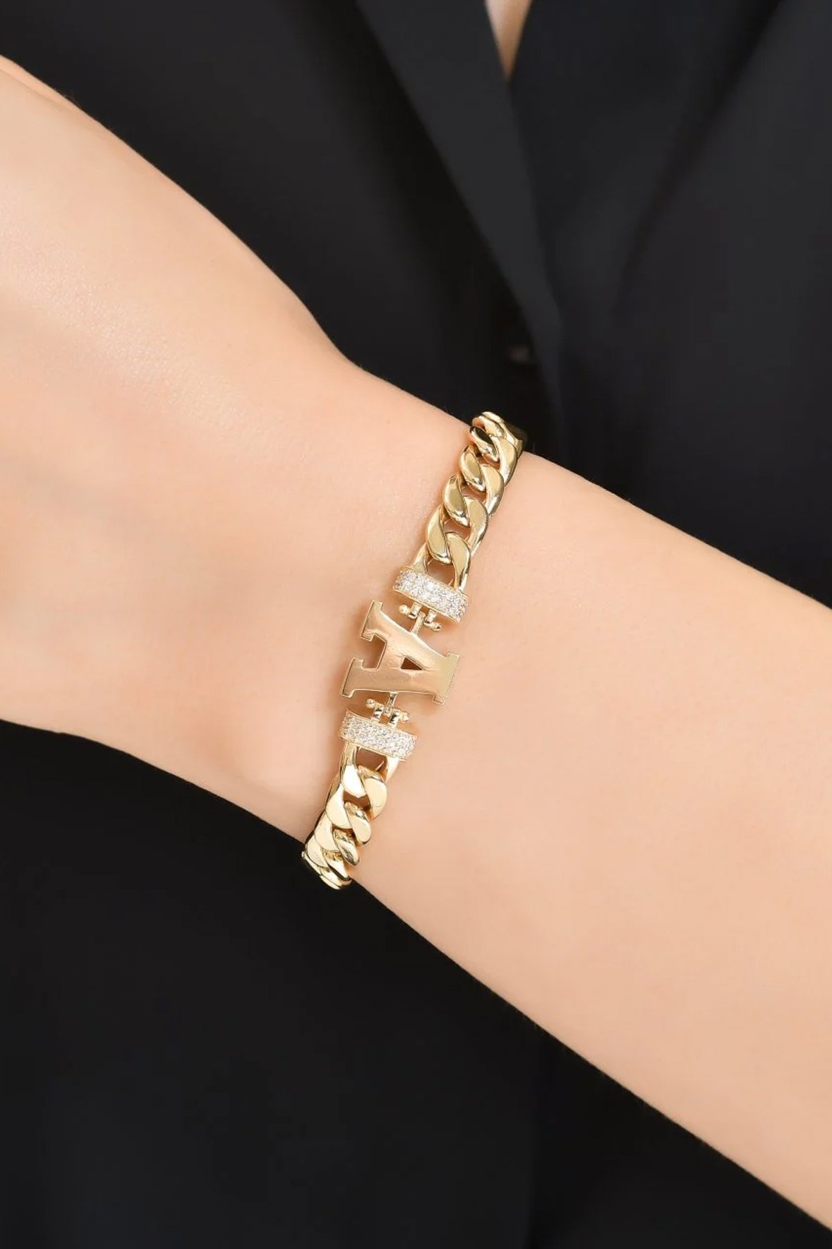 14 Ayar Altın Altın Harfli Bileklik