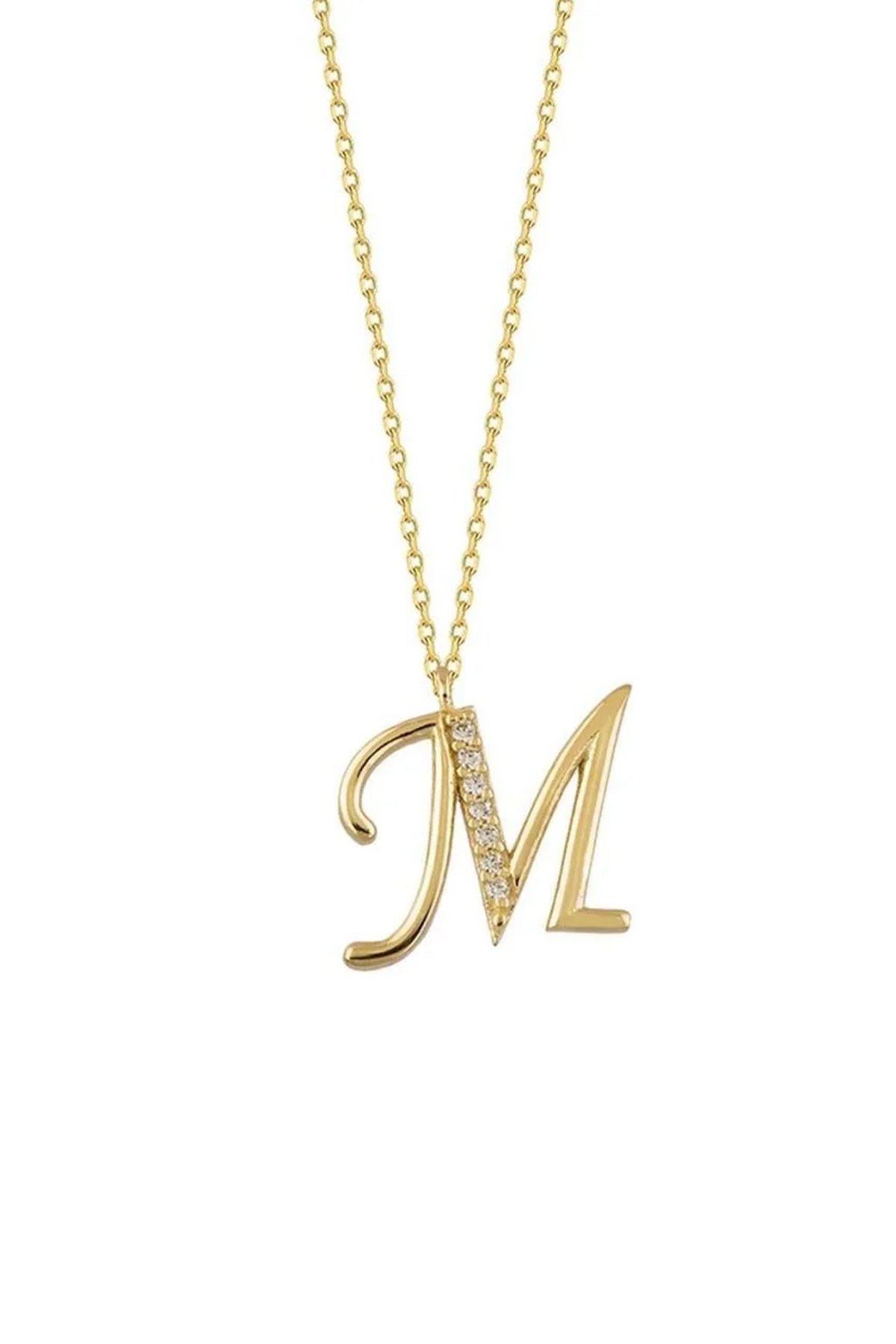 14 Ayar Altın Taşlı Harf Kolye
