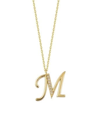 14 Ayar Altın Taşlı Harf Kolye