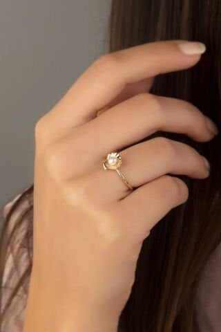 14 Ayar Altın İstiridye Yüzük