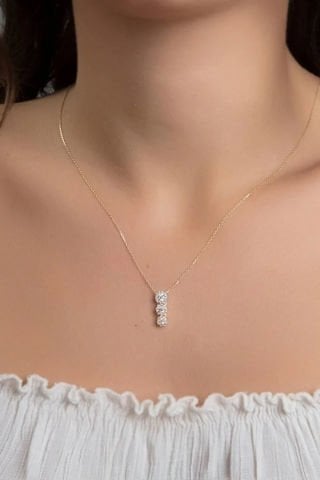 14 Ayar Altın Tria Coronet Kolye